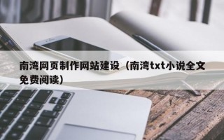 南湾网页制作网站建设（南湾txt小说全文免费阅读）